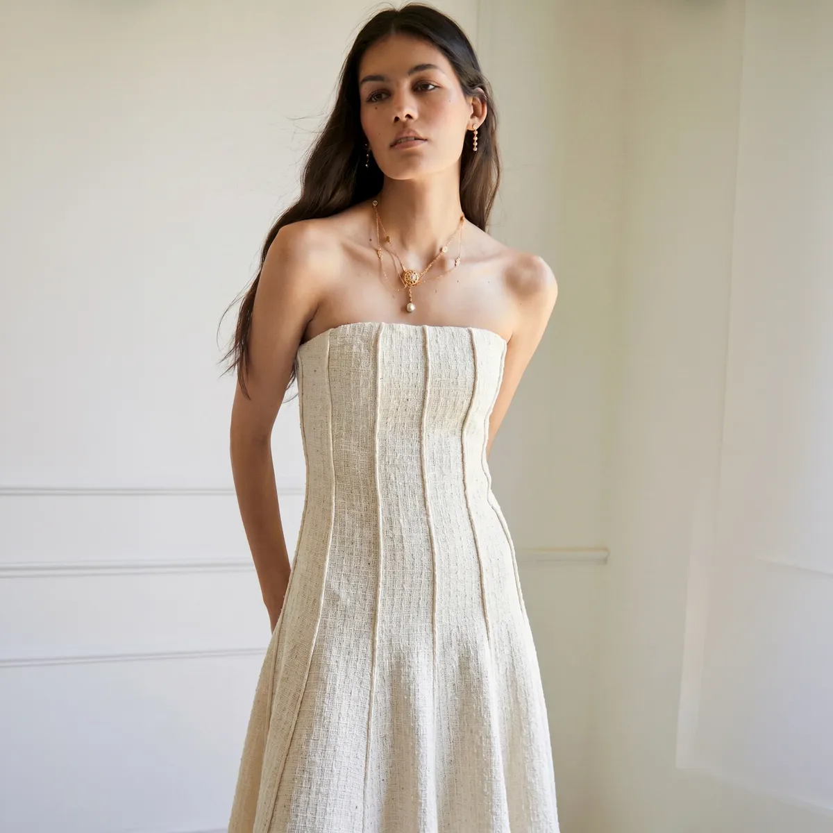 BAYMO - Vestido Louise Tweed Strapless Mujer Baymo