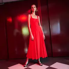 MANGO - Vestido Largo Evasé Mujer