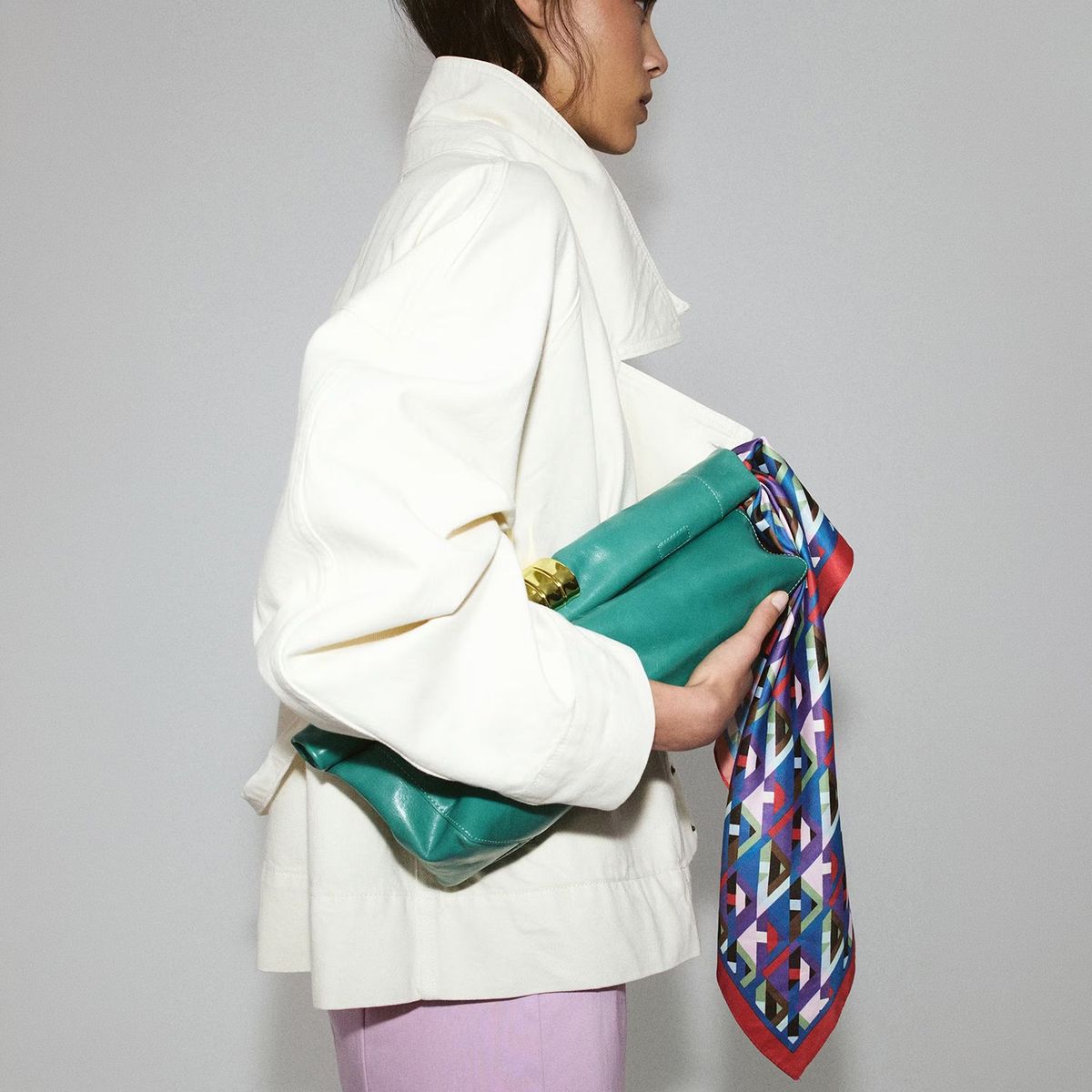 MANGO - Pañuelo Estampado Geométrico Mujer Mango