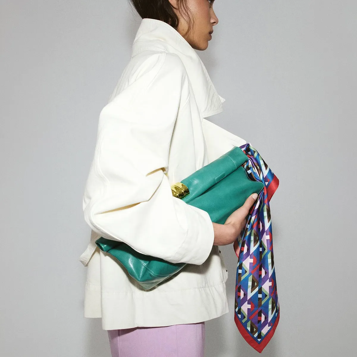 MANGO - Pañuelo Estampado Geométrico Mujer Mango