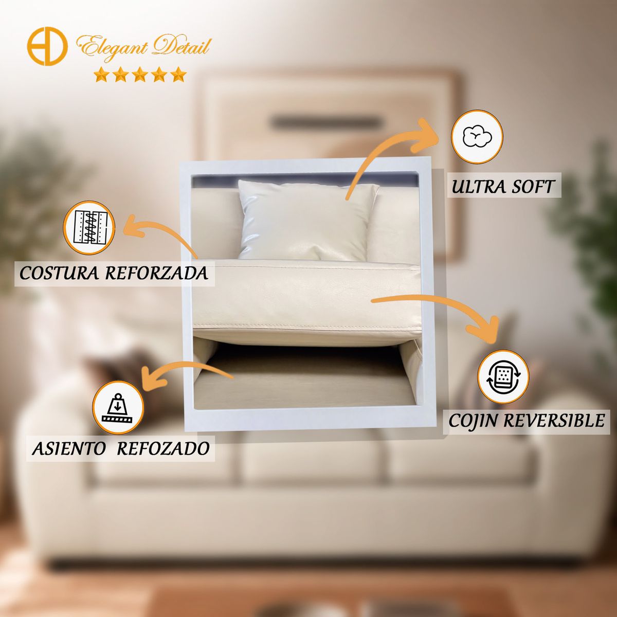 COMERCIALIZADORA ELEGANT DETAIL - Juego Living Sato 321 Pu Comercializadora Elegant Detail