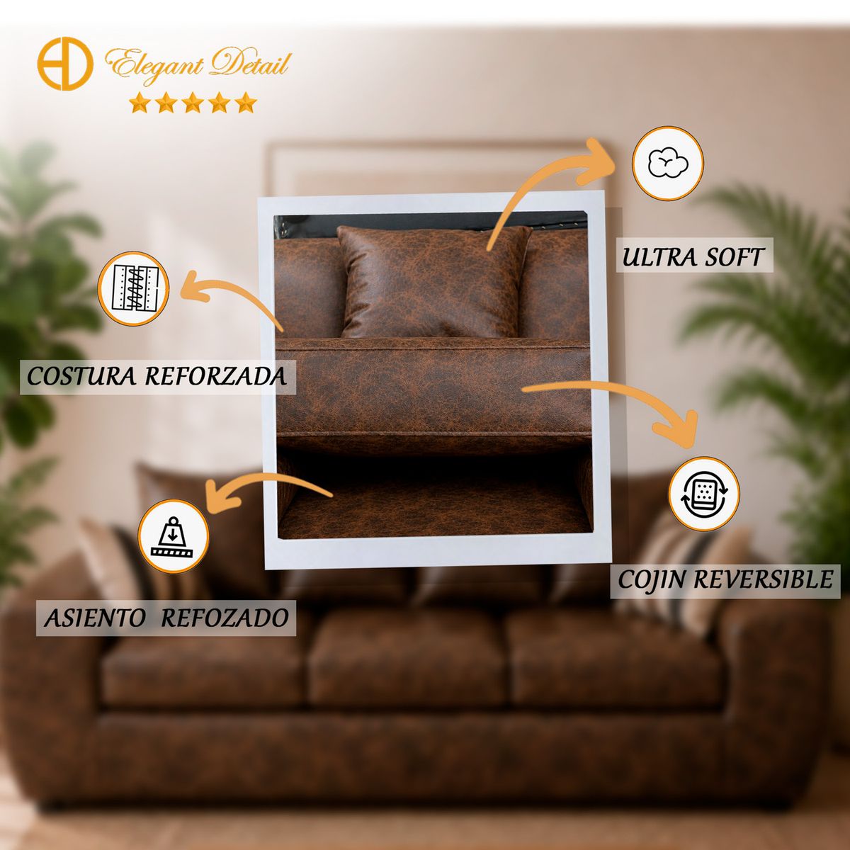 COMERCIALIZADORA ELEGANT DETAIL - Juego Living Sato 311 Pu Comercializadora Elegant Detail