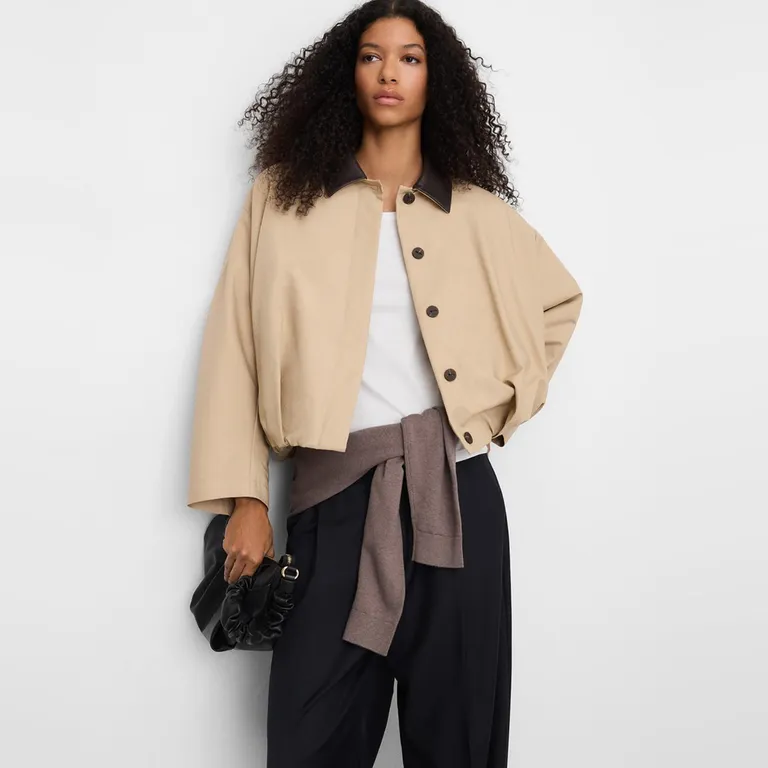 Chaqueta Detalle Cuero Mujer