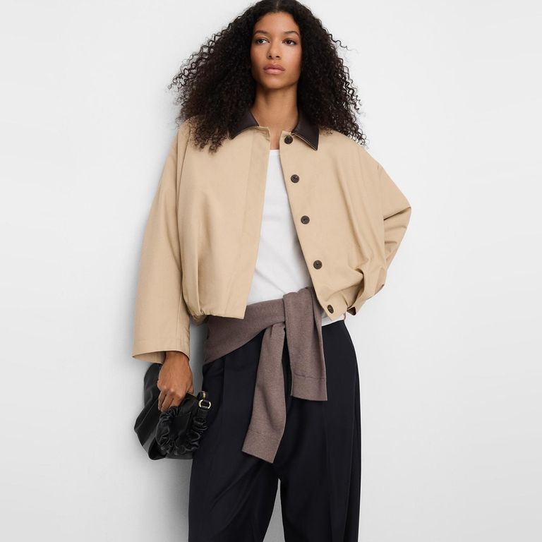Chaqueta Detalle Cuero Mujer