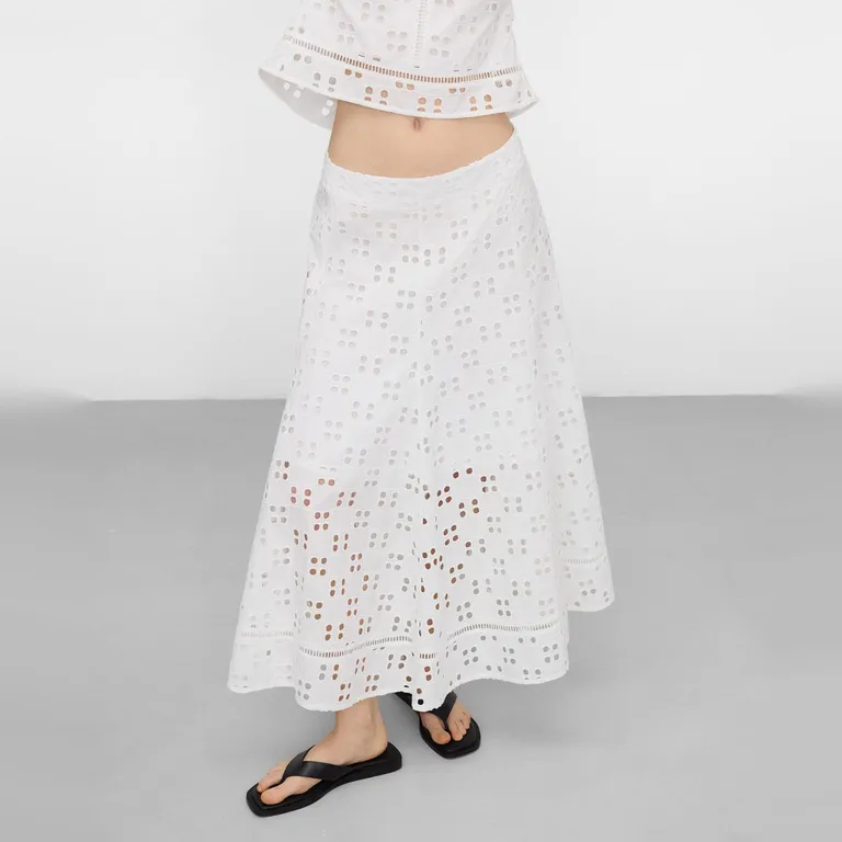 Falda Broderie 100% Algodón Mujer