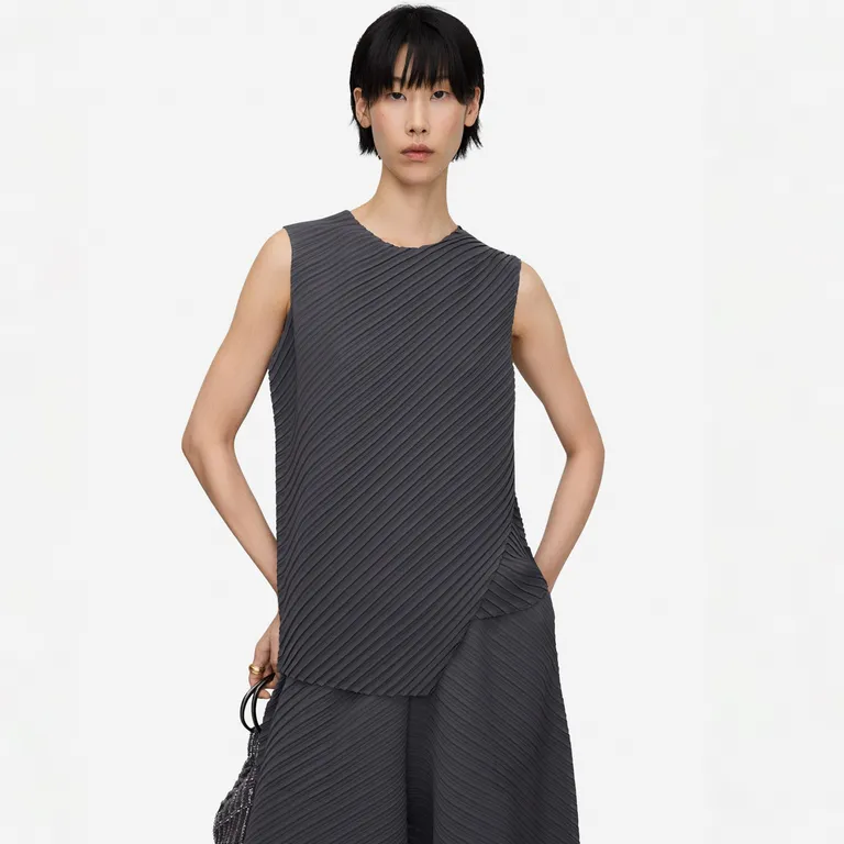 Top Asimetrico Crinkle Mujer
