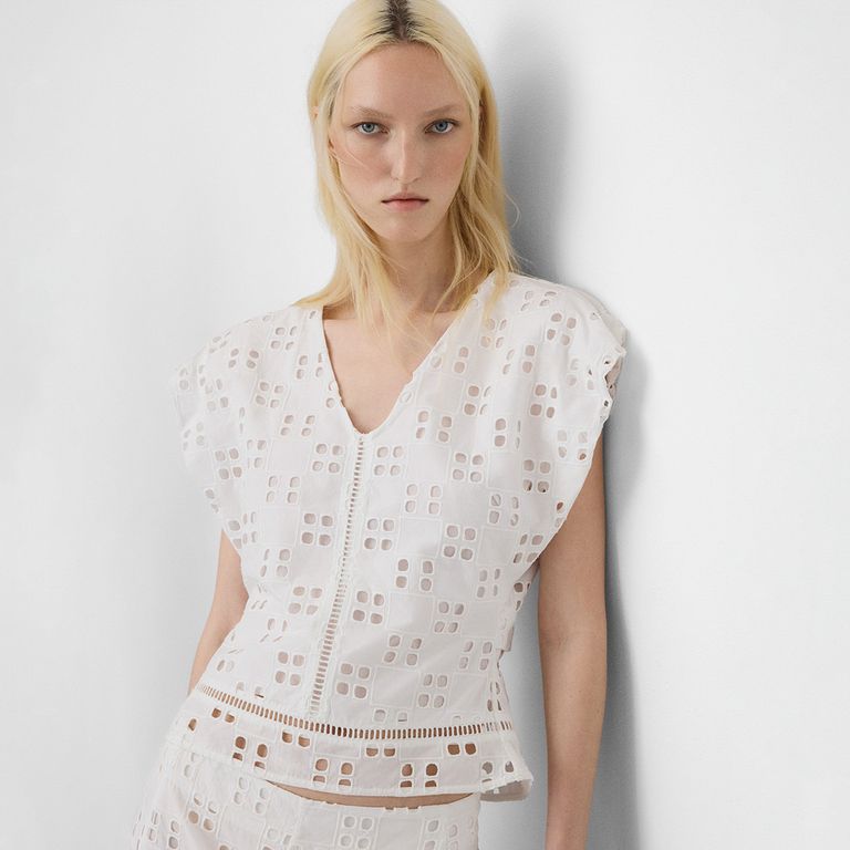 Top Broderie 100% Algodón Mujer