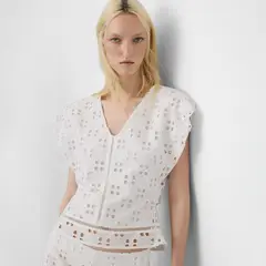 ADOLFO DOMINGUEZ - Top Broderie 100% Algodón Mujer