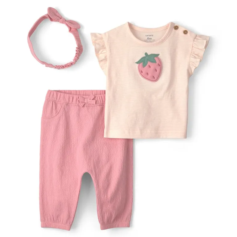 Conjunto 4 Piezas Polera, Pantalón Y Cintillo Bebé Niña