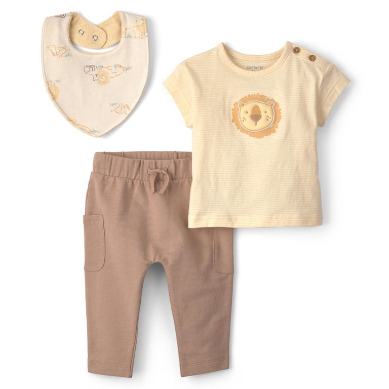 Conjunto 4 Piezas Polera, Pantalón Y Babero Bebé Niño