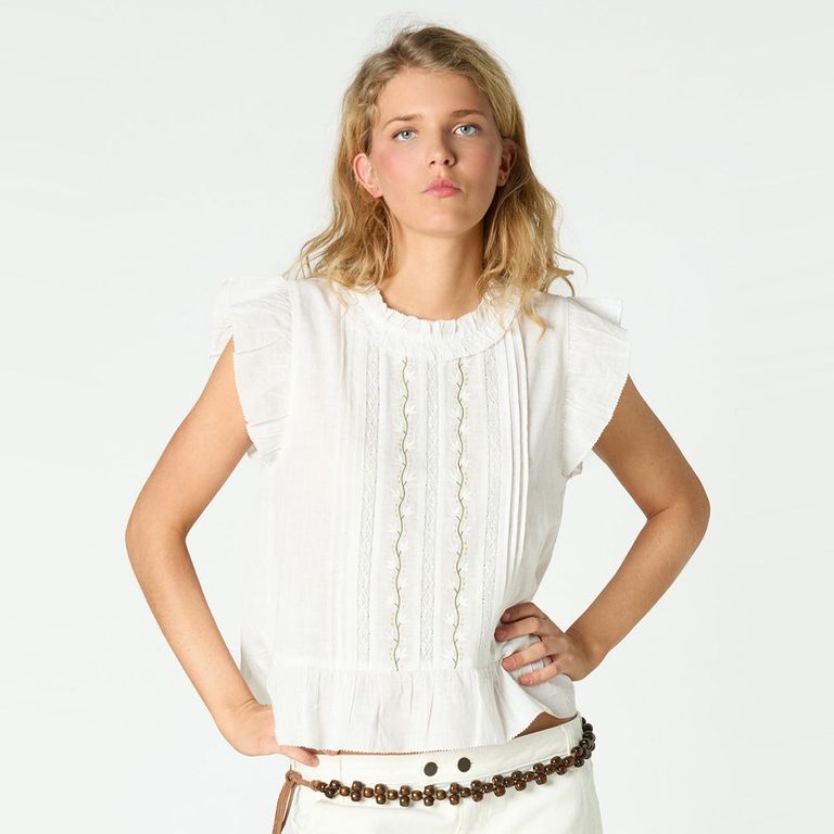 Top Bordado Flor 100% Algodón Mujer