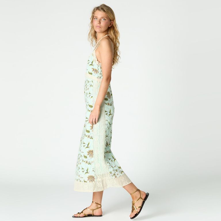 Vestido Estampado Floral 100% Algodón Mujer