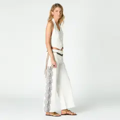 NICOLI - Jeans Bordado Lateral 100% Algodón Mujer