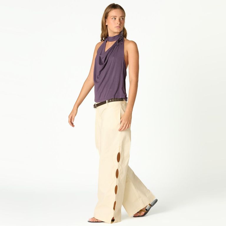 Jeans Cut Out Lateral 100% Algodón Mujer