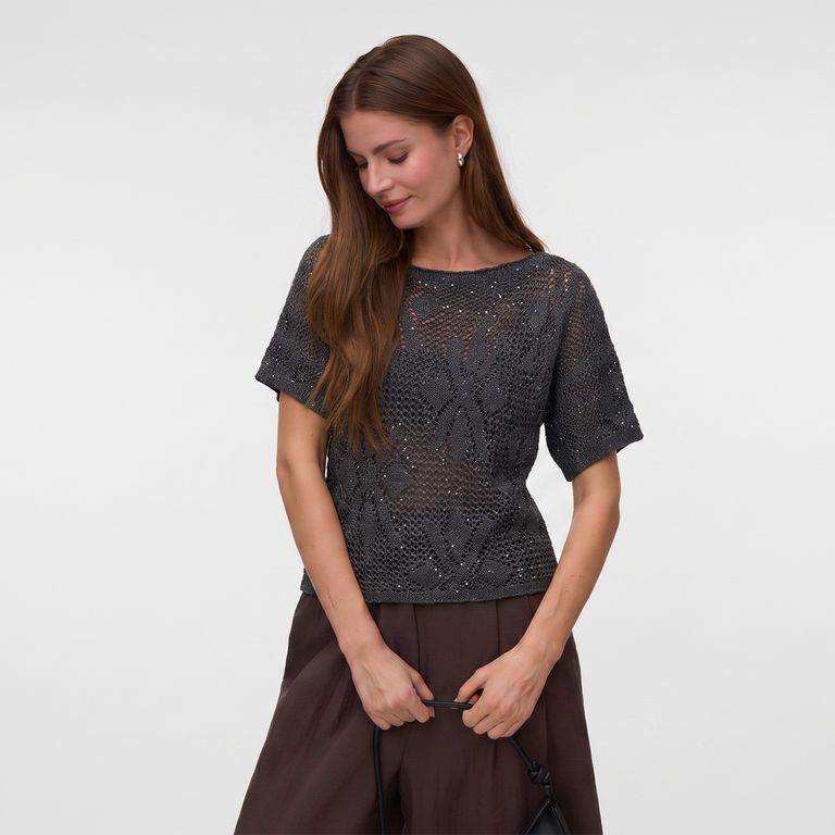 Sweater Tejido Manga Corta Mujer