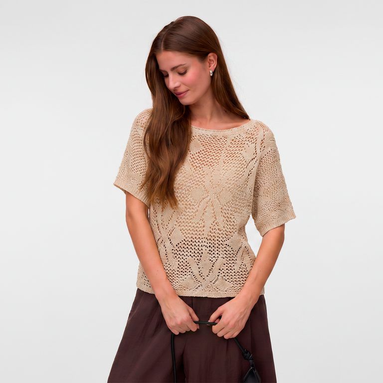 Sweater Tejido Manga Corta Mujer