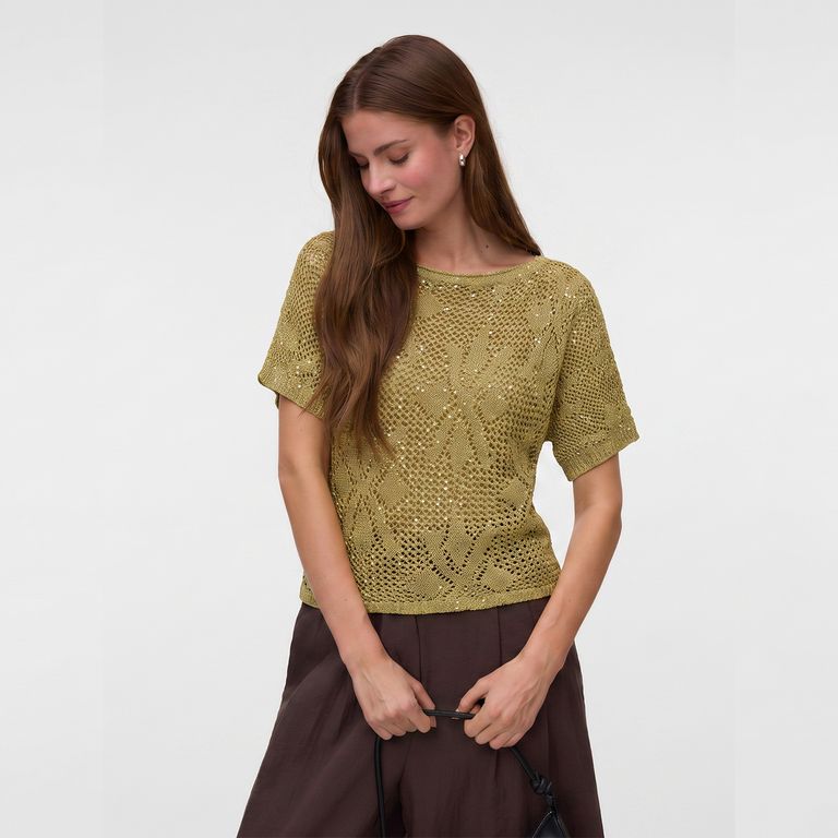Sweater Tejido Manga Corta Mujer