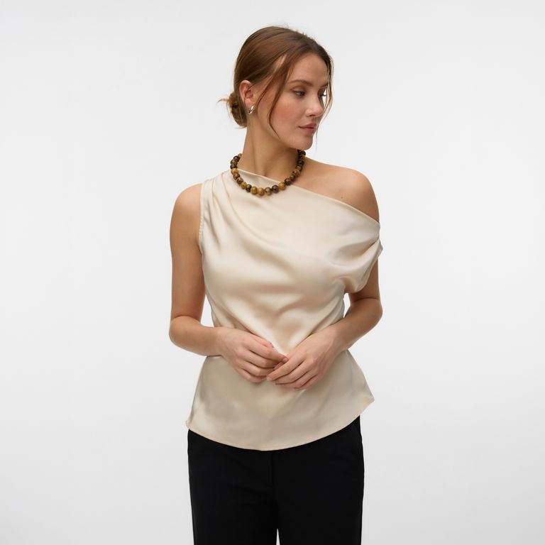 Blusa Satinada Asimetrica Mujer