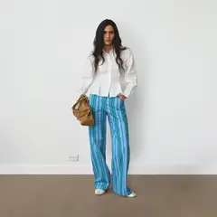 LAAGAM - Pantalon Leroy Rayas Tiro Bajo Mujer