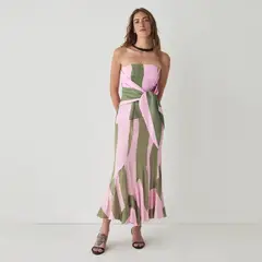 LAAGAM - Vestido Aria Rayas Midi Estampado Algodón Mujer