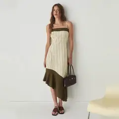 LAAGAM - Vestido Breeze Midi Asimétrico Lino Mujer