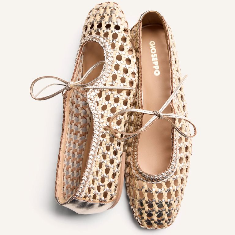 Ballerina Trenzado Mujer Dorado Cuero