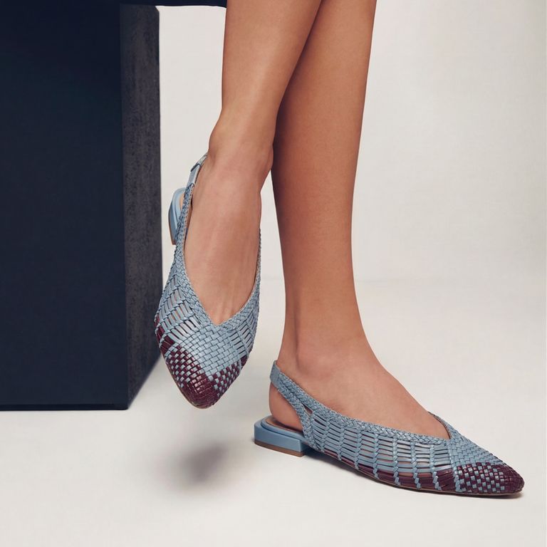 Zapato Casual Trenzado Mujer Azul Cuero