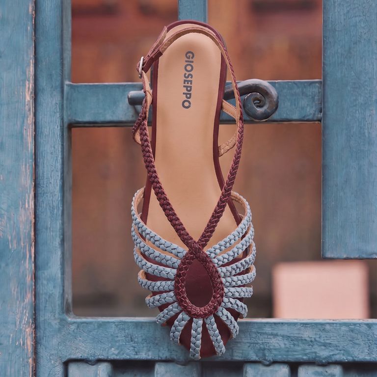 Zapato Casual Trenzado Mujer Azul Cuero