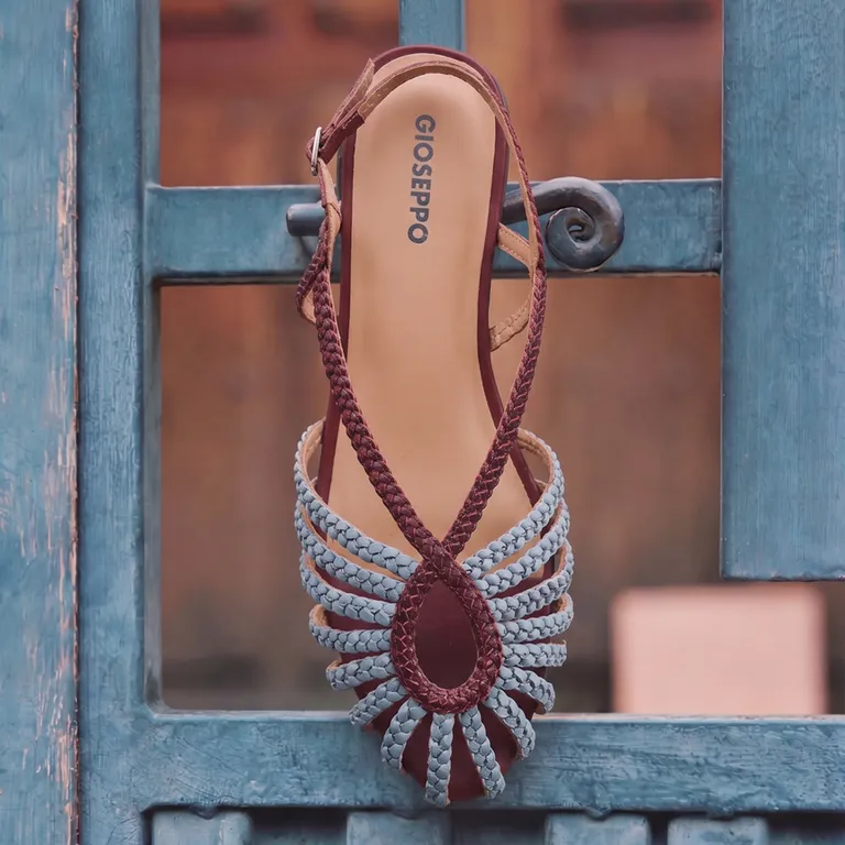 Zapato Casual Trenzado Mujer Azul Cuero