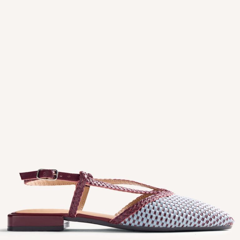 Zapato Casual Trenzado Mujer Azul Cuero
