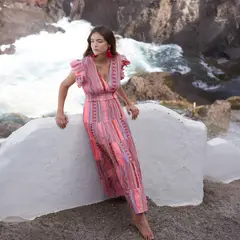 COOSY - Vestido Estampado 100% Algodón Mujer