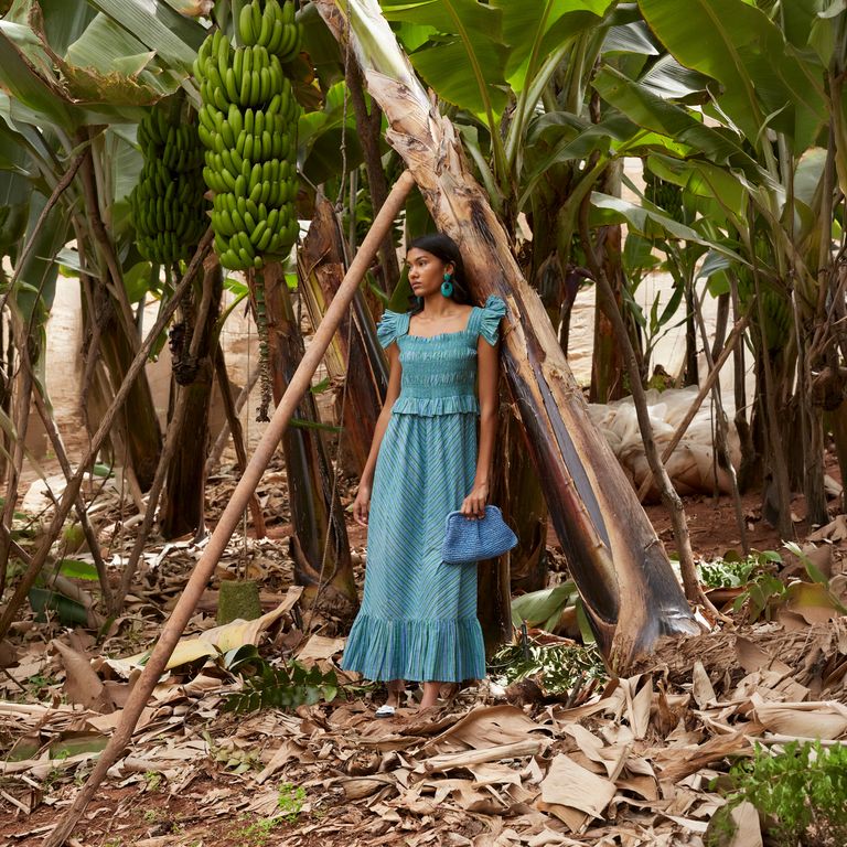 Vestido Bordados 100% Algodón Mujer