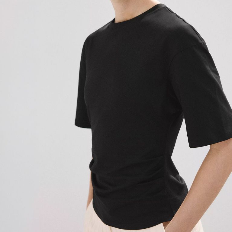 Polera Algodón Detalle Fruncido Mujer