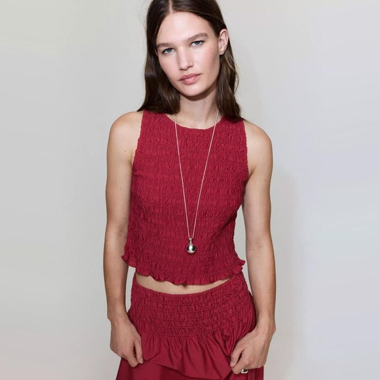Top De Lyocell Fruncido Mujer