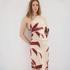 MANGO - Vestido Asimétrico Cuerpo Fruncido Mujer