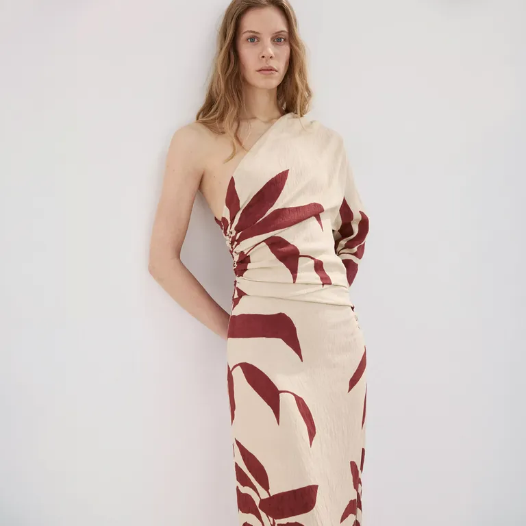 Vestido Asimétrico Cuerpo Fruncido Mujer