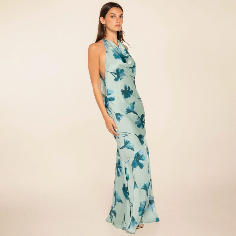 Vestido Estampado Escote Drapeado Mujer The Are