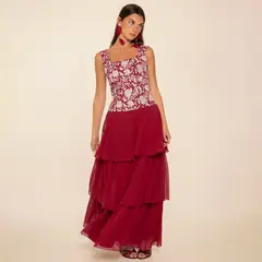 THE-ARE - Vestido Estampado Vuelos Lino Mujer The Are
