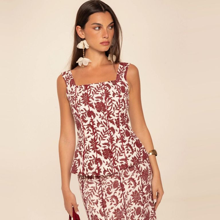 Top Estampado Lino Mujer The Are