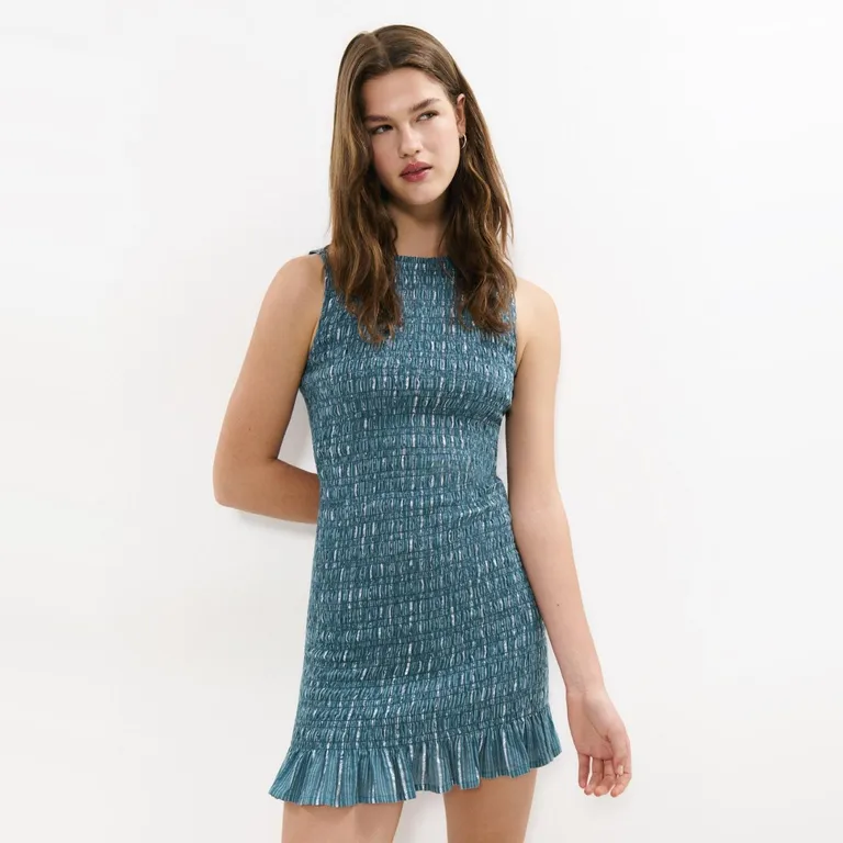 Vestido Corto Sin Mangas Algodón Mujer