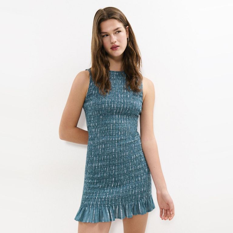 Vestido Corto Sin Mangas Algodón Mujer