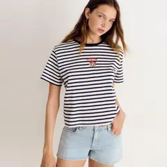 BROWNIE - Polera Rayas Perrito 100% Algodón Mujer