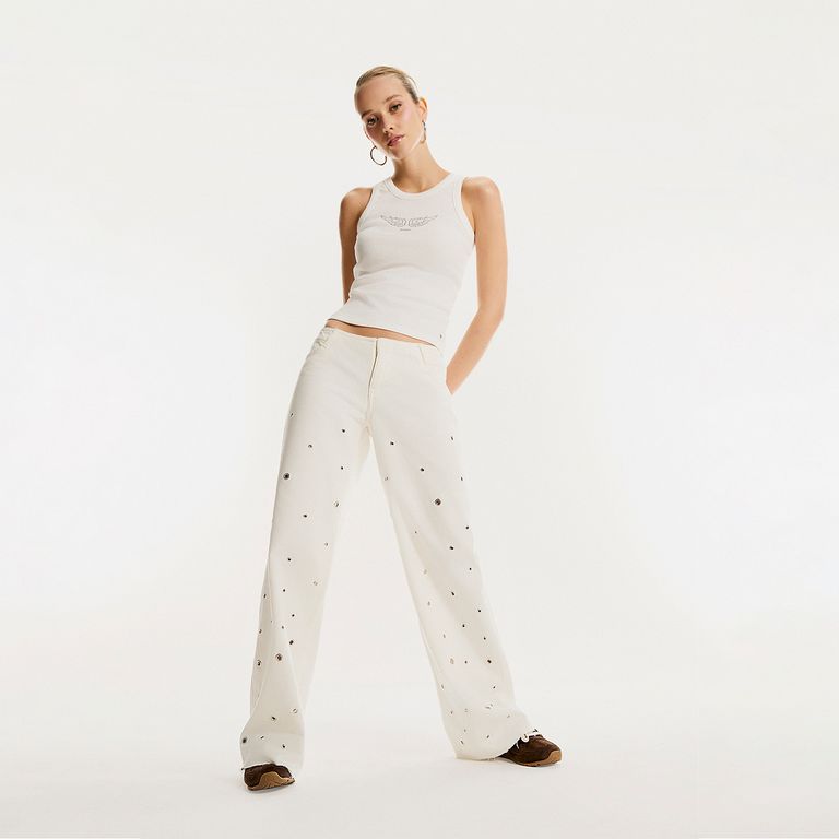 Pantalon Eyelets 100% Algodón Mujer