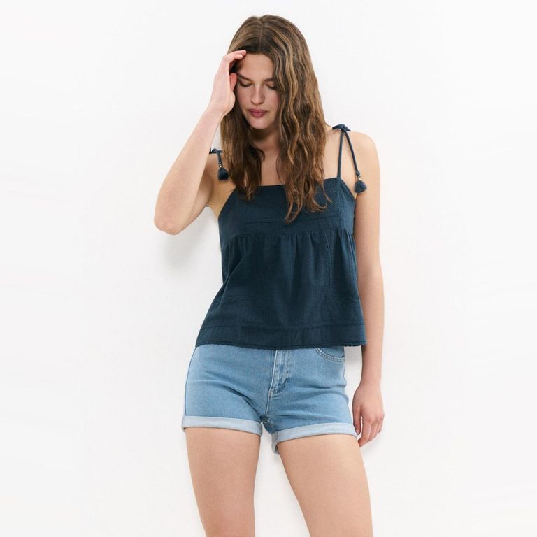 Top Tirantes Bordados 100% Algodón Mujer