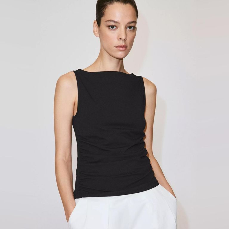 Top Algodón Drapeado Mujer