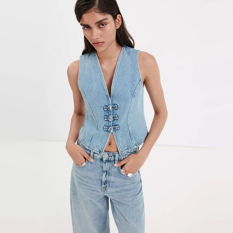 Top Denim Alamares Mujer