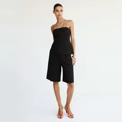 MANGO - Bermudas Lino Rectas Mujer
