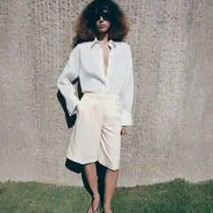 MANGO - Bermudas Lino Rectas Mujer