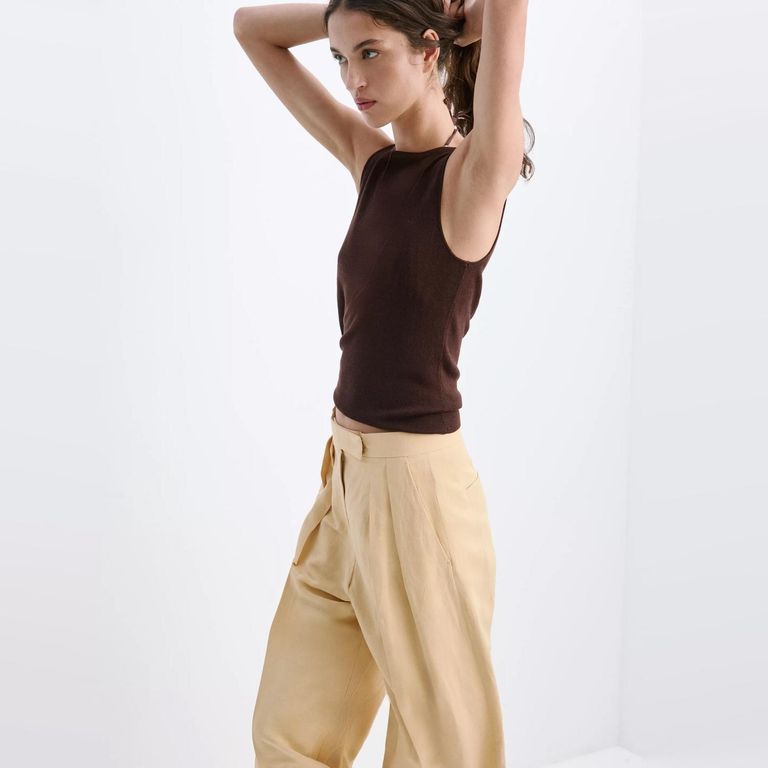 Top Punto Fino Cuello Barco Mujer