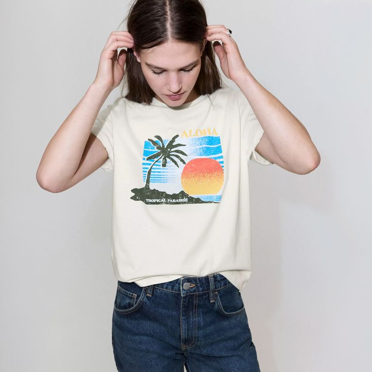 Polera Algodón Estampada Mujer